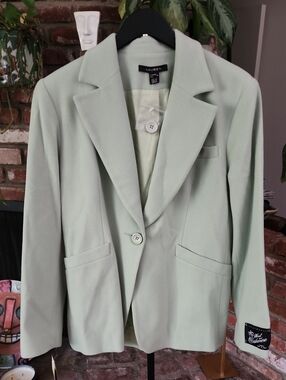 Louben Mint Green Wool And Cashmere Women's Blazer Jacket